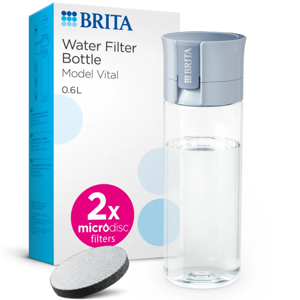 BRITA Waterfilterfles Vital 0.6L Lichtblauw inclusief 2 MicroDisc Single Unit