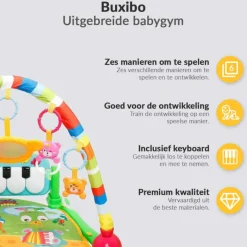 Buxibo 3-in-1 Baby/Peuter Gym Piano Speelmat voor Baby's