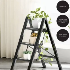 Buxibo Keukentrapje Vouwladder 3 Staps Keukenopstapje Opvouwbare ladderkruk