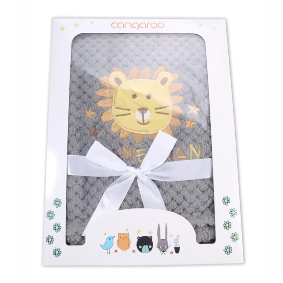 Cangaroo Grijs Freya Leeuw 75 x 105 cm Wiegdeken