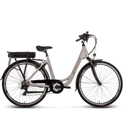 Degreaser dames ebike 45 cm 10.4 Ah 7sp zilver