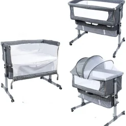 Eco Baby Donkergrijs Wieg Aan Bed