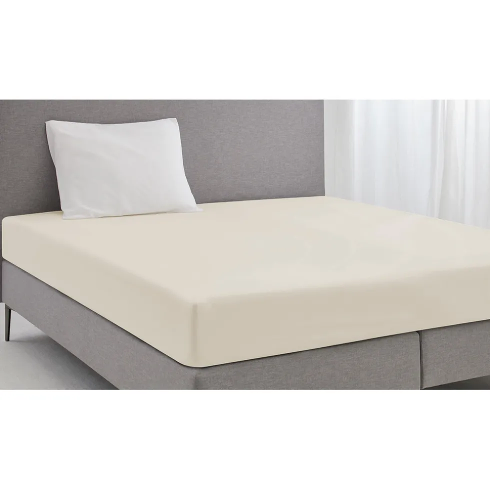 Elegance Hoeslaken Katoen Perkal 35cm Hoekhoogte - ivoor 180x210/220cm