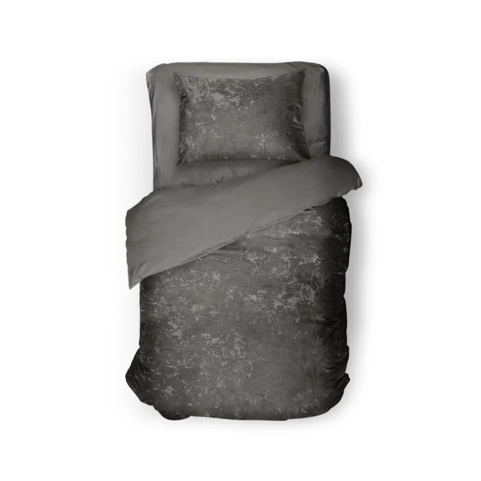 Eleganzzz Dekbedovertrek Crushed Velvet - dark grey 140x200/220cm