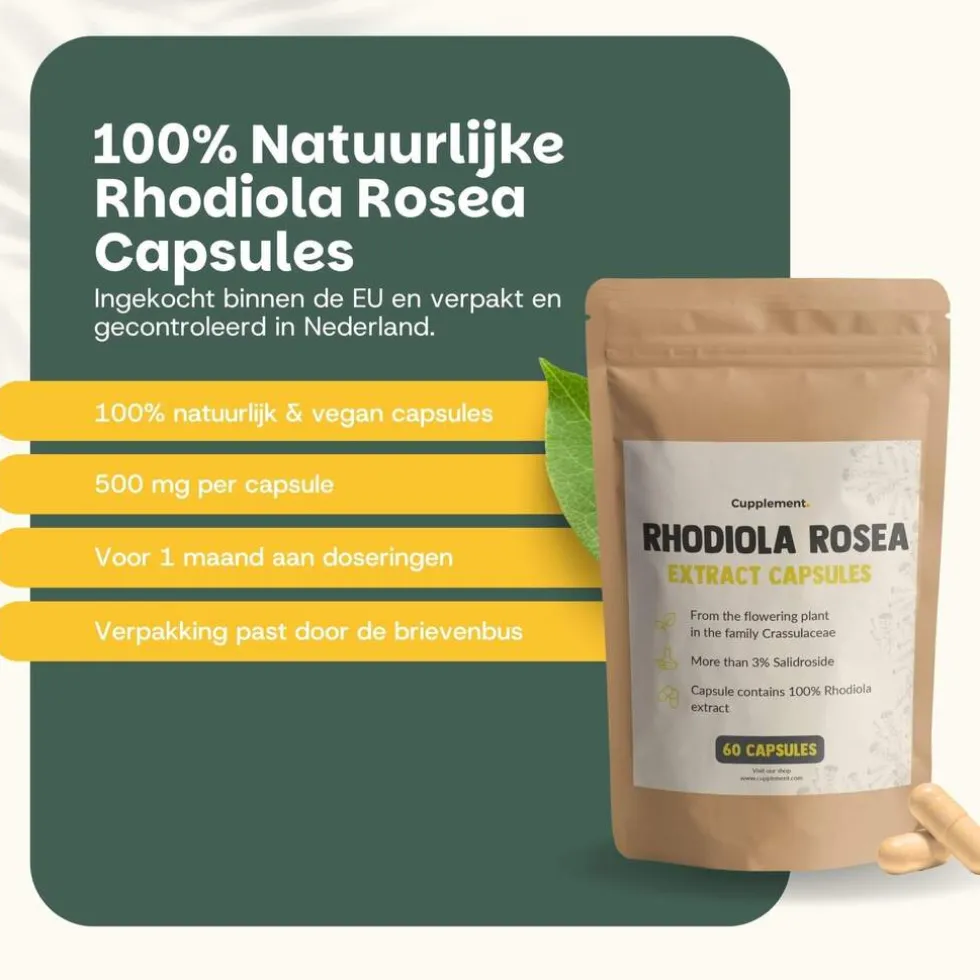 30% korting | Cupplement Combideal Rhodiola Rosea Capsules 500 mg