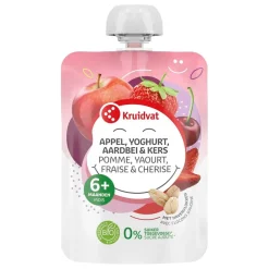 Kruidvat 6+M Bio Appel, Yoghurt, Aardbei & Kers Knijpzakje