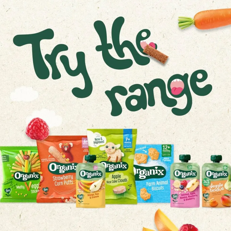 Organix Bio 4M+ Appel en Aardbei Knijpzakje
