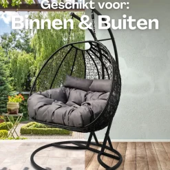 Rijoka Hangstoel Dubbel Eggy Twisted Schommelstoel Rattan 2persoons