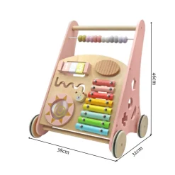 Rijoka Loopwagen Hout voor Baby Educatieve Looptrainer Anti Slip Wieltjes Babywalker