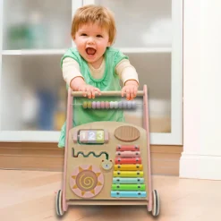 Rijoka Loopwagen Hout voor Baby Educatieve Looptrainer Anti Slip Wieltjes Babywalker