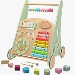 Rijoka Loopwagen Hout voor Baby Educatieve Looptrainer Anti Slip Wieltjes Babywalker
