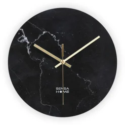 SensaHome Glazen Wandklok 30cm Minimalistische Marmeren Design met Stille uurwerk