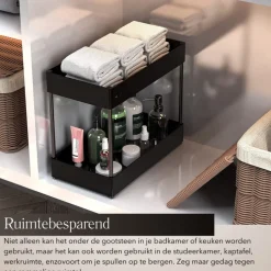 SensaHome Gootsteenkast Organizer 2-Laags Duo Keukenrek Kruidenrek Onderkastrek