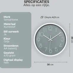 Sensahome Wandklok Minimalistische Design Stille Uurwerk TM20050-4