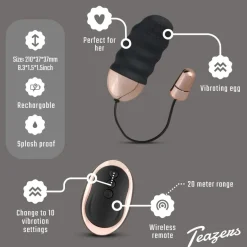 Teazers Geribbeld Vibratie-Eitje Met Afstandsbediening