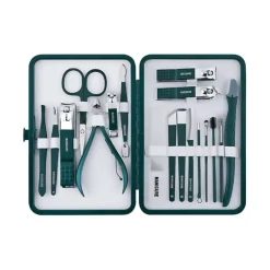 UNIQ 18‑in‑1 Manicure & Pedicure Set – Donkergroen Etui